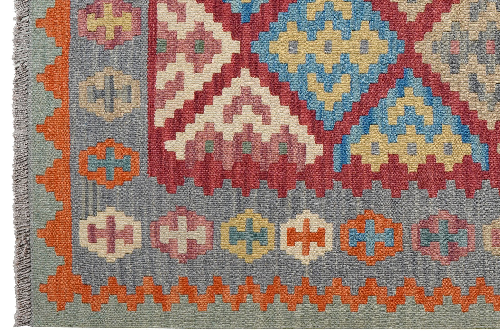 Kelim Gashgai — Handmade, 128x172 cm, Red, 100% Virgin Wool | View 3