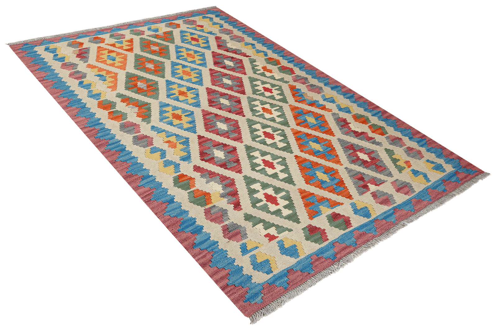 Kelim Gashgai — Handmade, 126x179 cm, Beige, 100% Virgin Wool | View 4