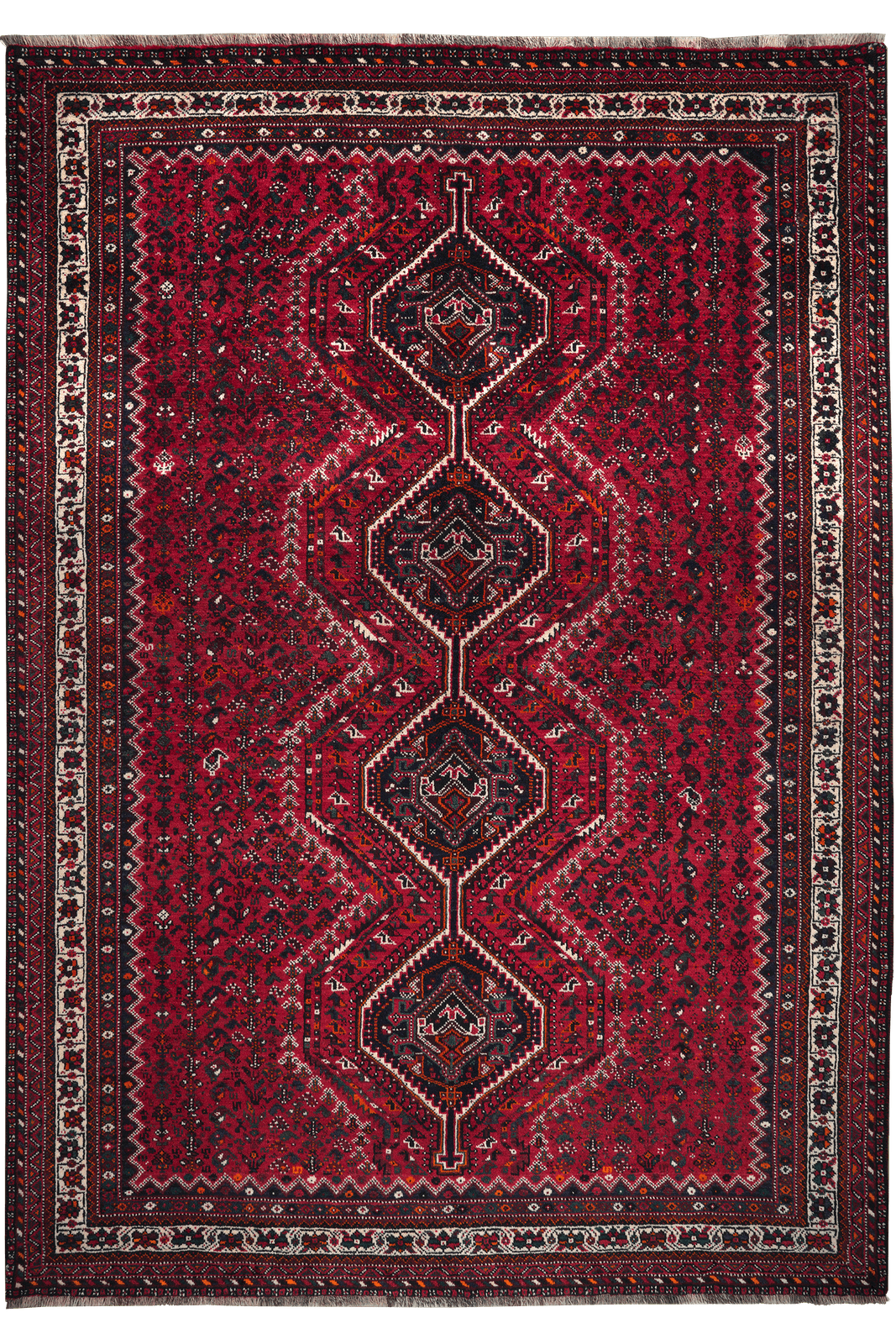 Shiraz — Hand-knotted, 214x304 cm, Red, 100% Virgin Wool | Main view