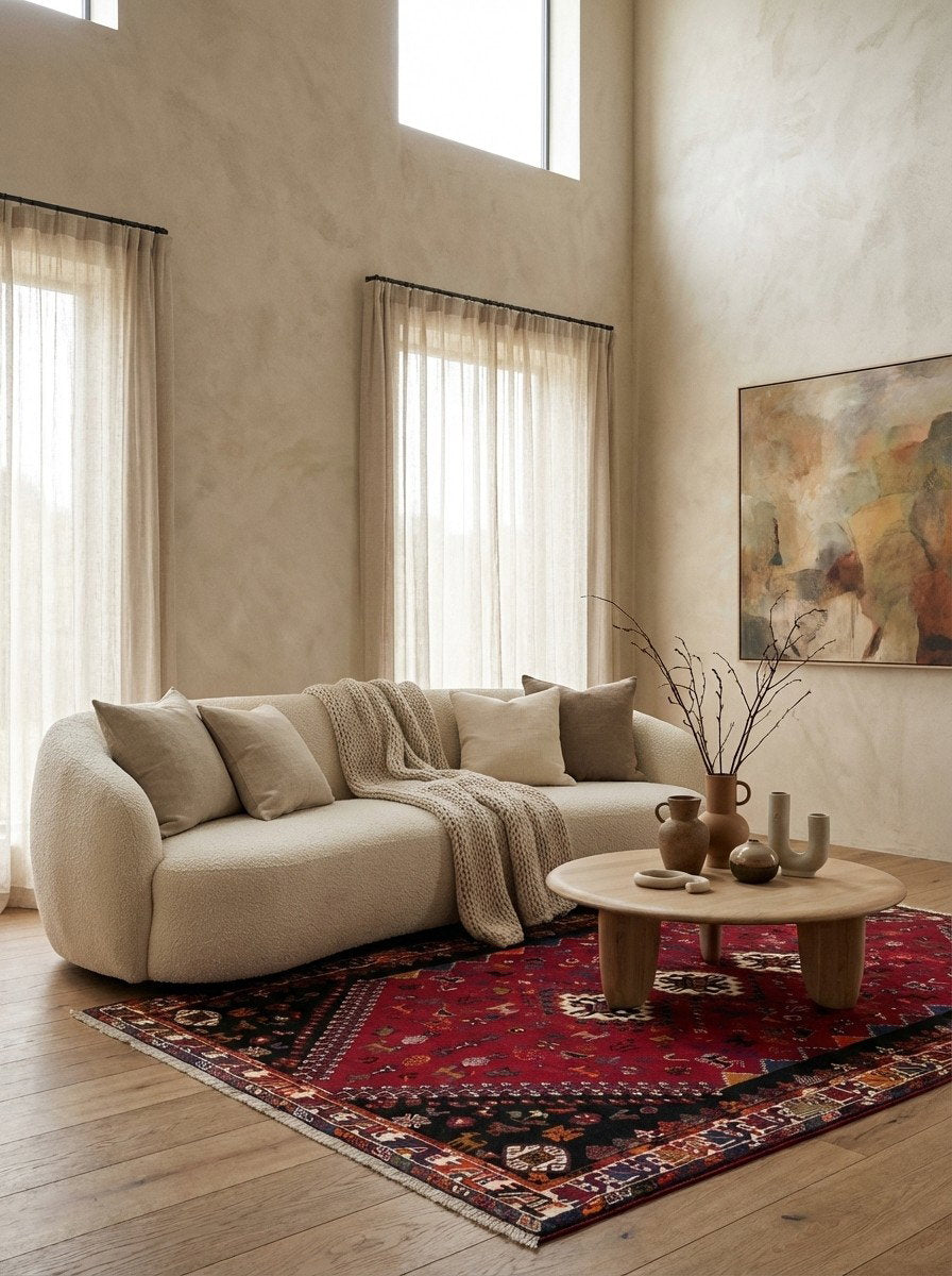 Gashgai — Handgefertigt, 266x168 cm, Beige, 100% Virgin Wool | Detail view