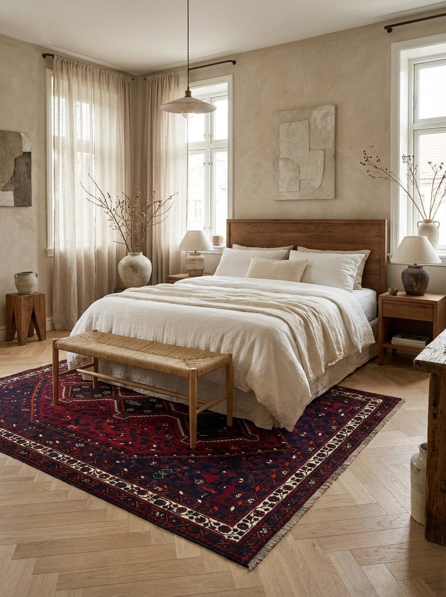 Gashgai — Handgefertigt, 297x206 cm, Beige, 100% Virgin Wool | Detail view