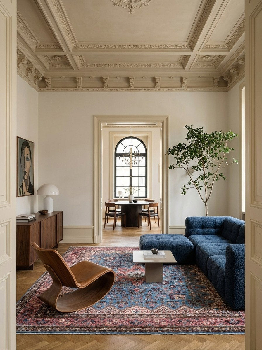 Mehreban — Handgefertigt, 289x257 cm, Rot, 100% Virgin Wool | Detail view