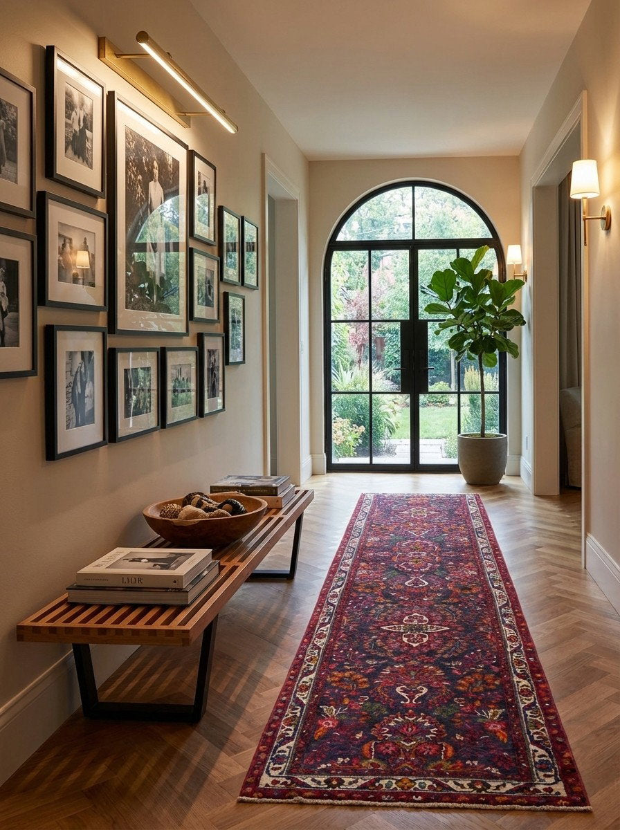 Mehreban — Handgefertigt, 410x87 cm, Beige, 100% Virgin Wool | Detail view