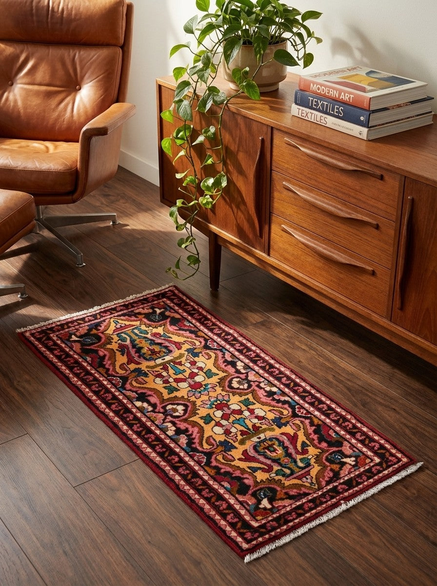Lilian — Hand-knotted, 65x129 cm, Orange, 100% Virgin Wool | Back view