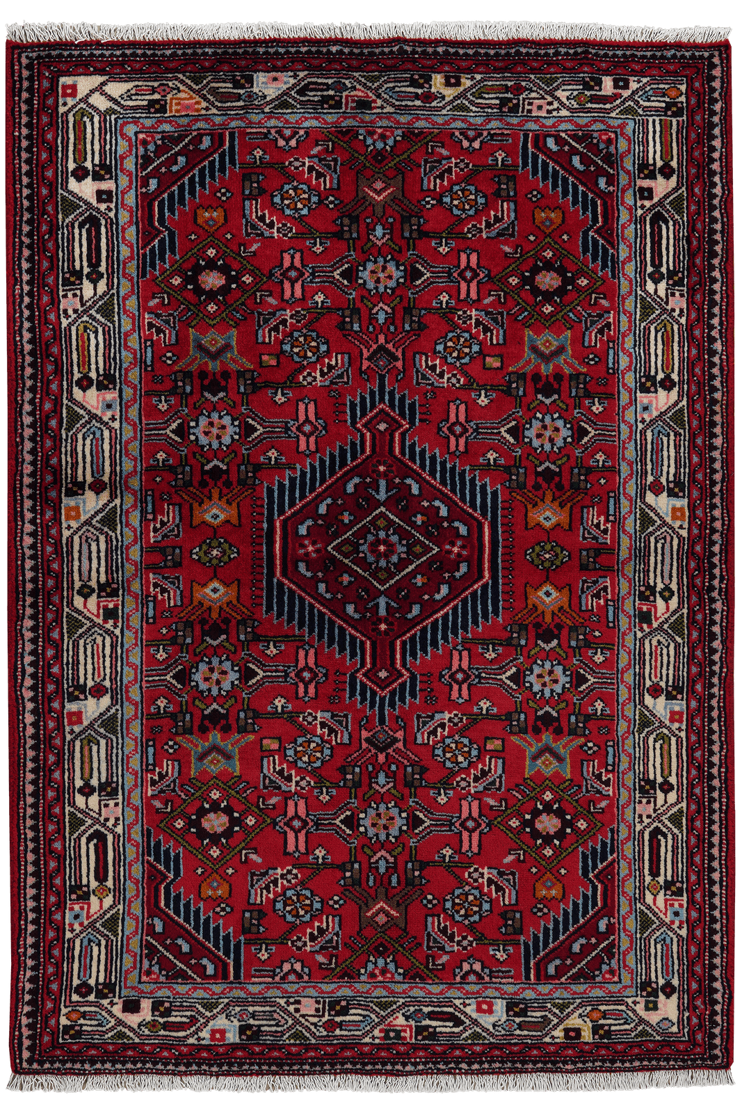 Assadabad — Hand-knotted, 102x148 cm, Red, 100% Virgin Wool | Main view