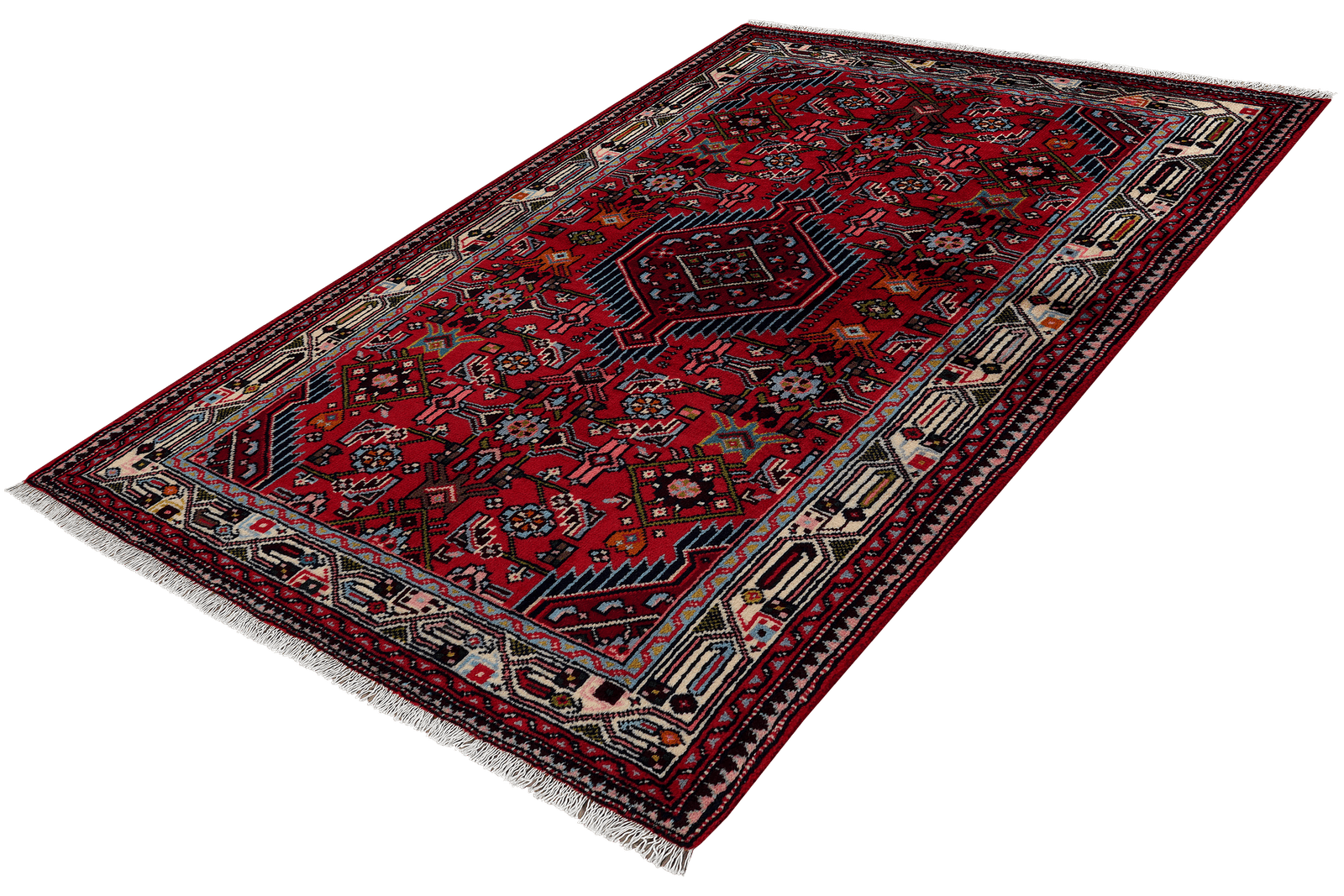 Assadabad — Hand-knotted, 102x148 cm, Red, 100% Virgin Wool | View 5