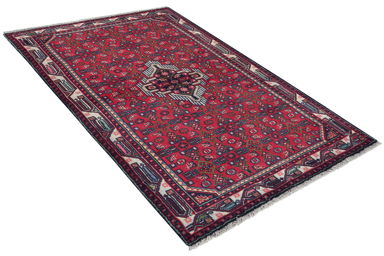 Assadabad — Hand-knotted, 100x153 cm, Red, 100% Virgin Wool | View 4