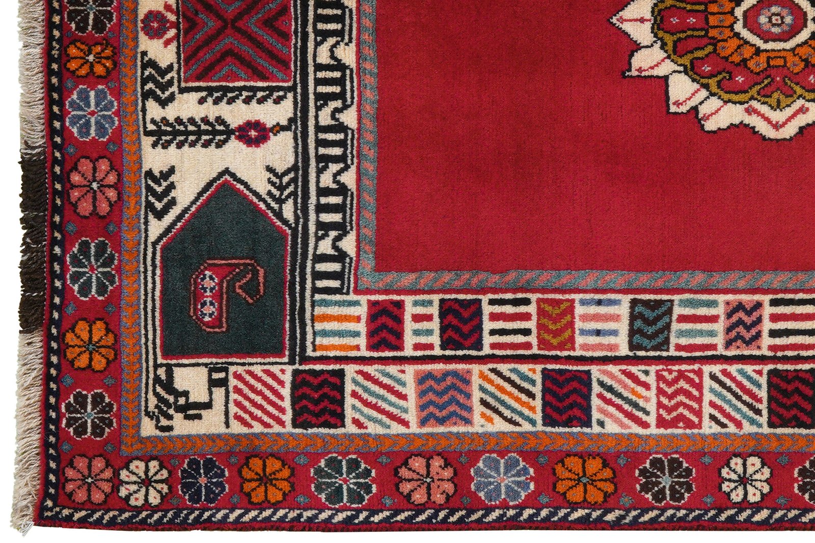Gashgai — Hand-knotted, 108x159 cm, Red, 100% Virgin Wool | View 3