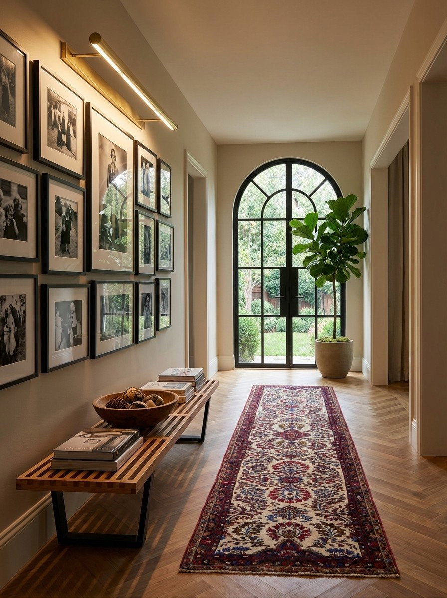 Mehreban — Handgefertigt, 401x81 cm, Blau, 100% Virgin Wool | Detail view