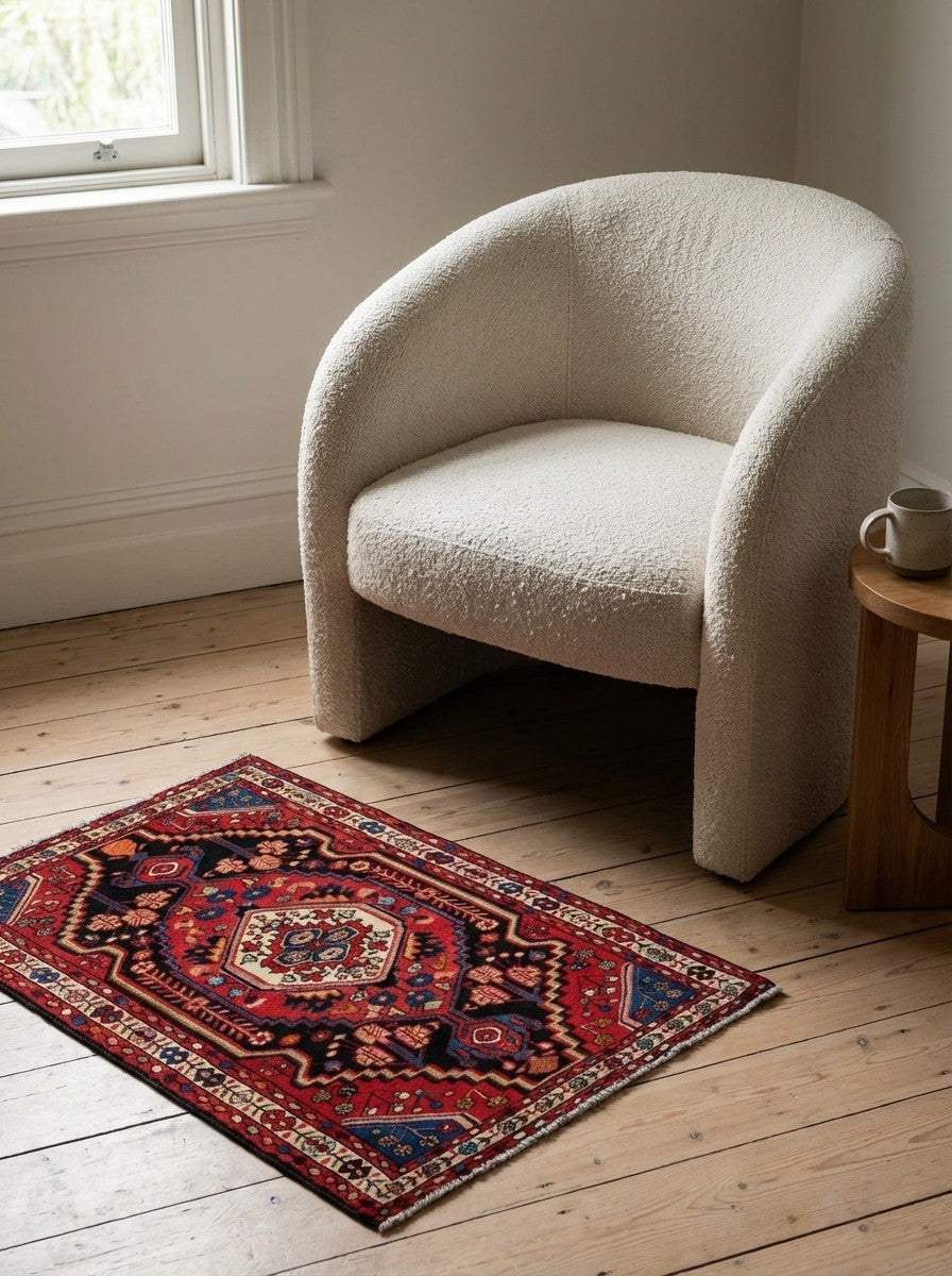 Toysarghan — Hand-knotted, 82x135 cm, Blue, 100% Virgin Wool | Detail view