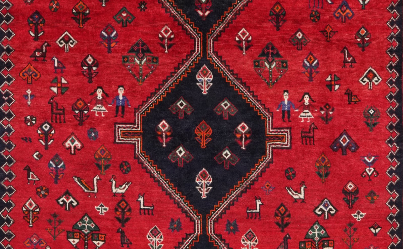Shiraz — Hand-knotted, 221x302 cm, Red, 100% Virgin Wool | View 4