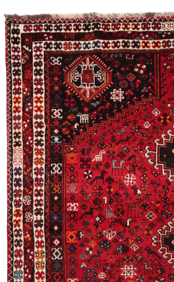 Shiraz — Hand-knotted, 227x318 cm, Red, 100% Virgin Wool | View 3