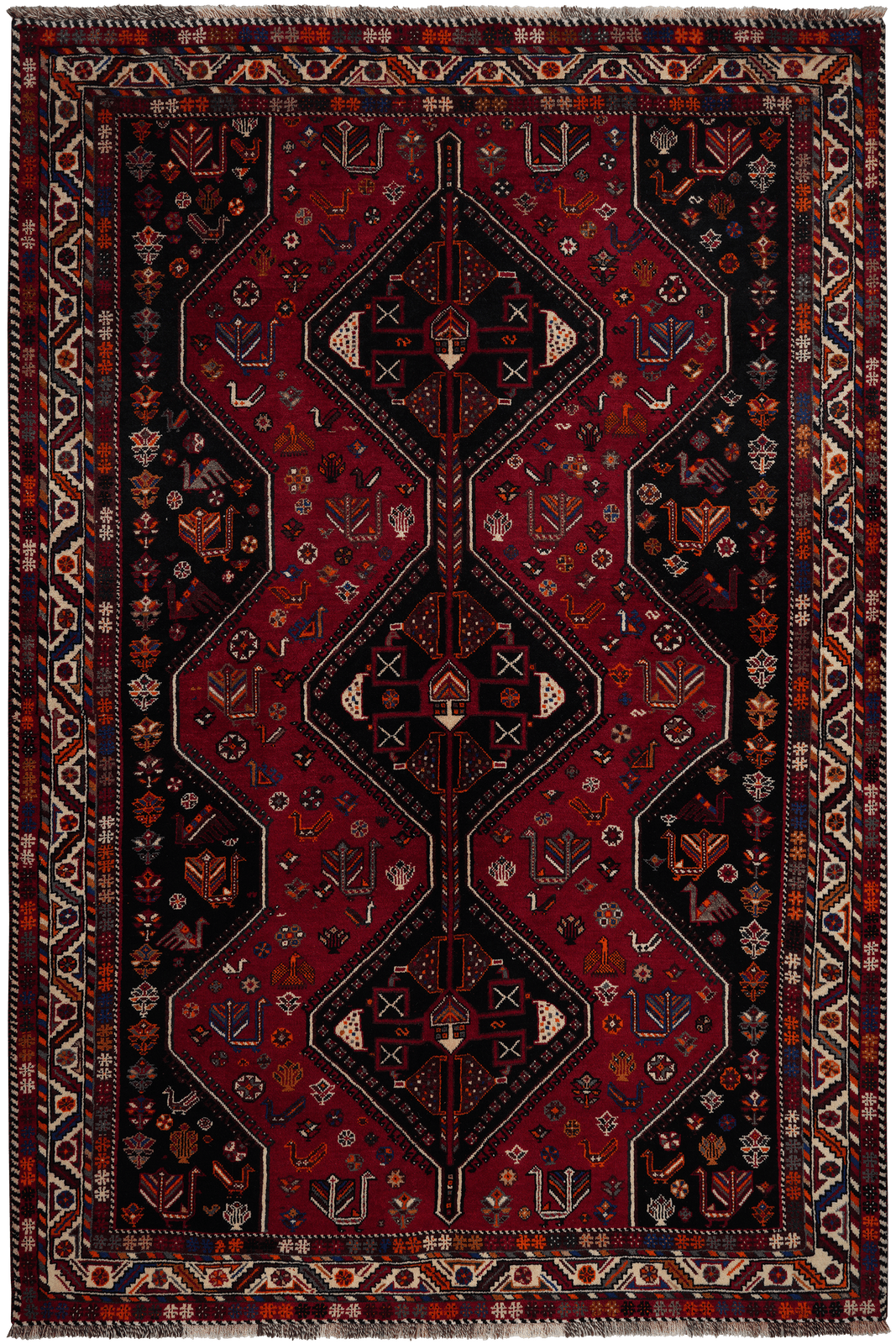 Gashgai — Hand-knotted, 177x268 cm, Red, 100% Virgin Wool | Main view