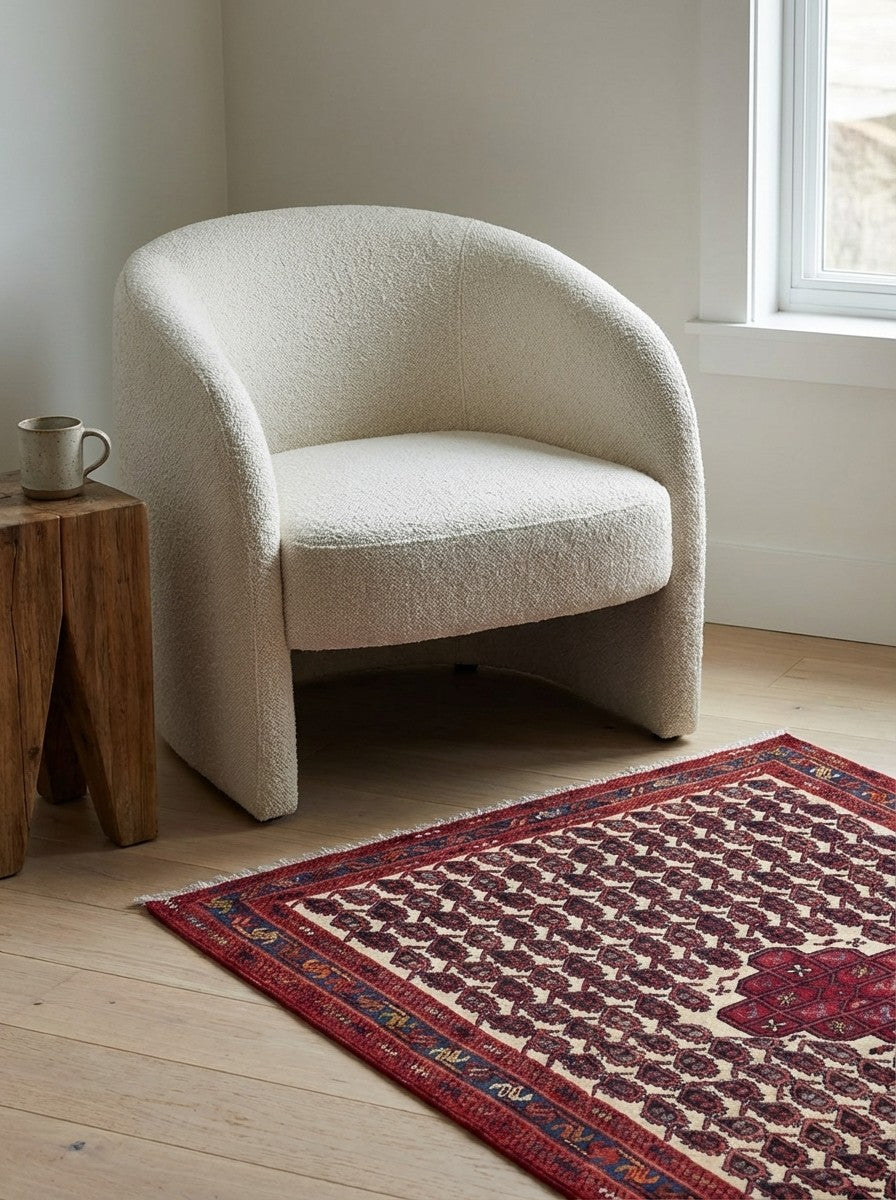 Afshar — Hand-knotted, 104x163 cm, Beige, 100% Virgin Wool | Detail view