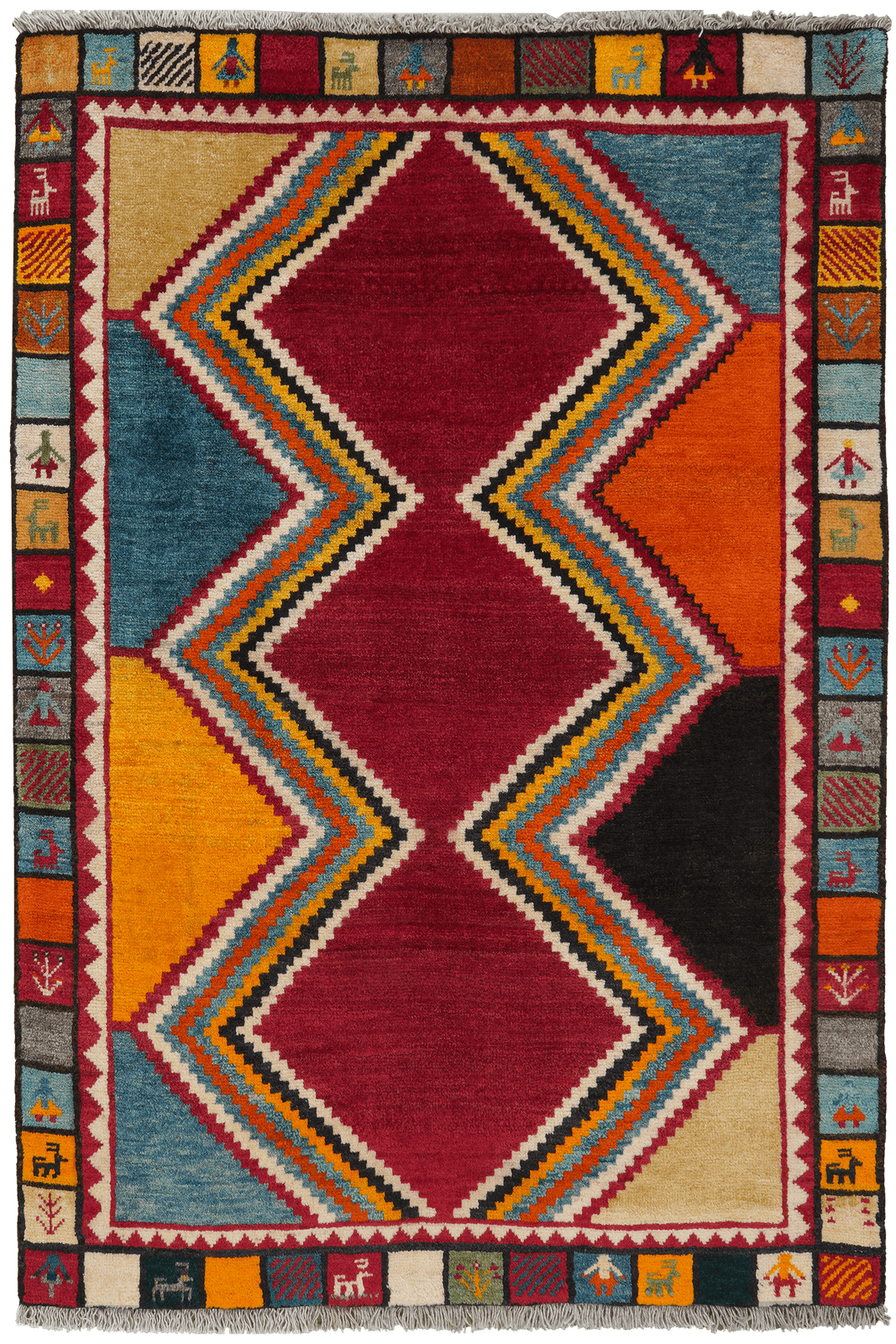 Gashgai — Hand-knotted, 101x148 cm, Red, 100% Virgin Wool | Main view