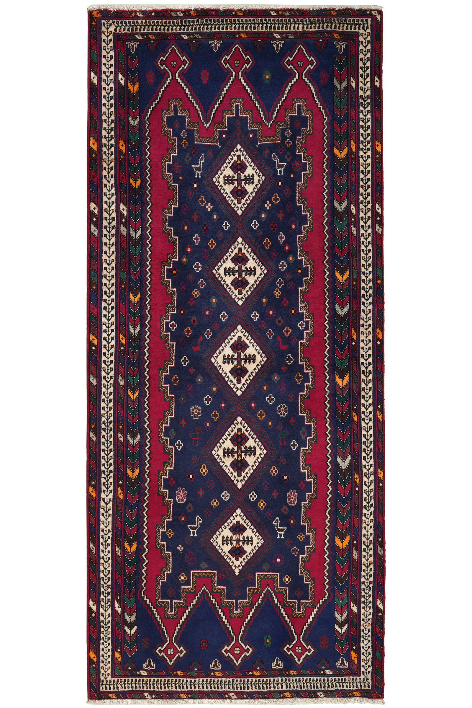 Afshar — Handgefertigt, 230x99 cm, Beige, 100% Virgin Wool | Main view