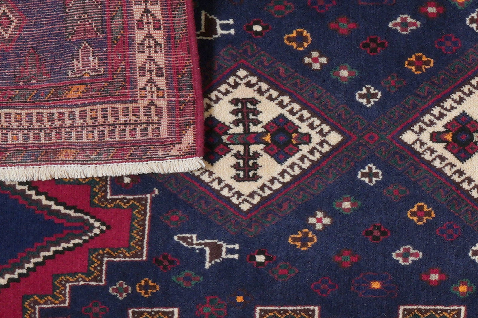 Afshar — Handgefertigt, 230x99 cm, Beige, 100% Virgin Wool | View 8