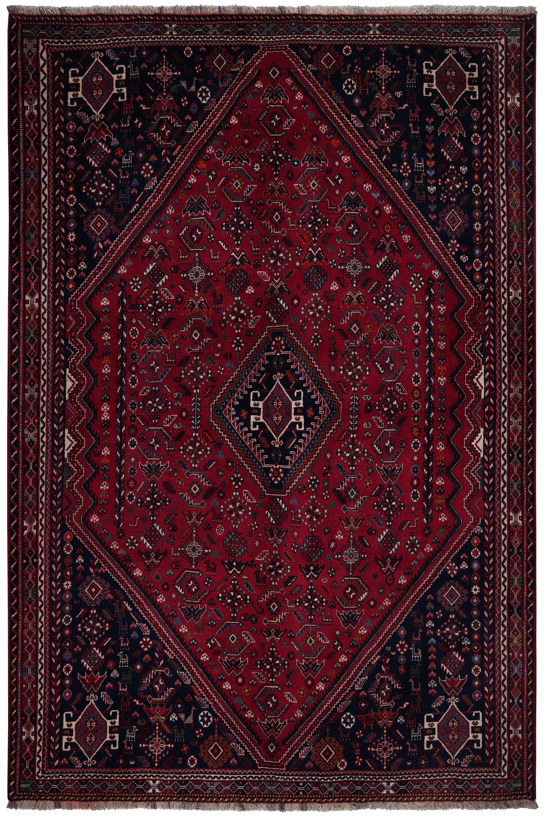 Gashgai — Hand-knotted, 198x298 cm, Red, 100% Virgin Wool | Main view