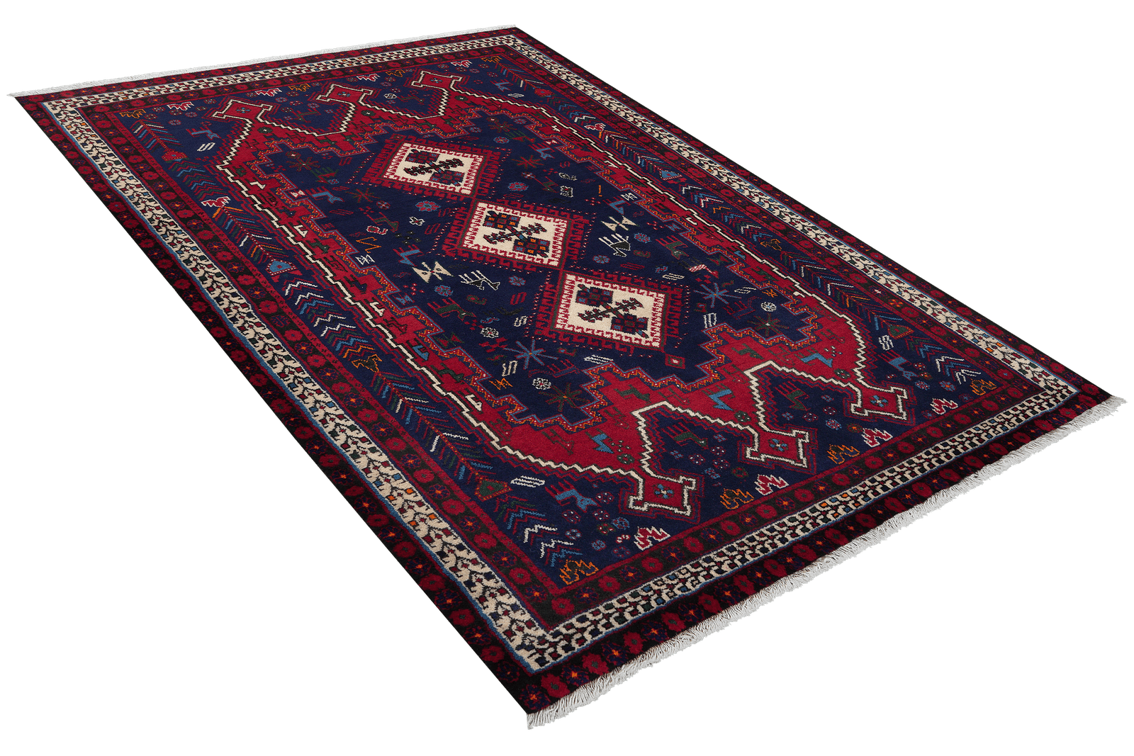 Afshar — Hand-knotted, 135x195 cm, Blue, 100% Virgin Wool | View 4