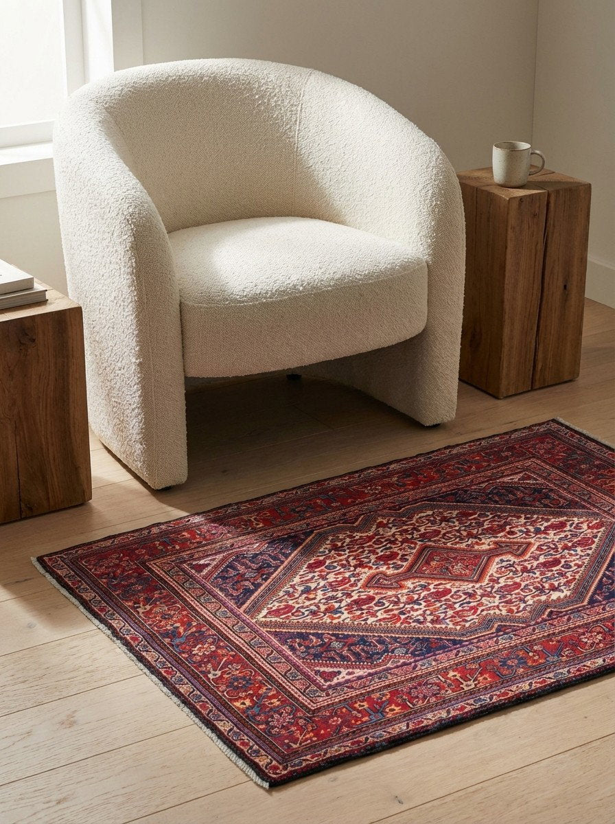 Djozan — Handgefertigt, 158x108 cm, Rot, 100% Virgin Wool | Detail view