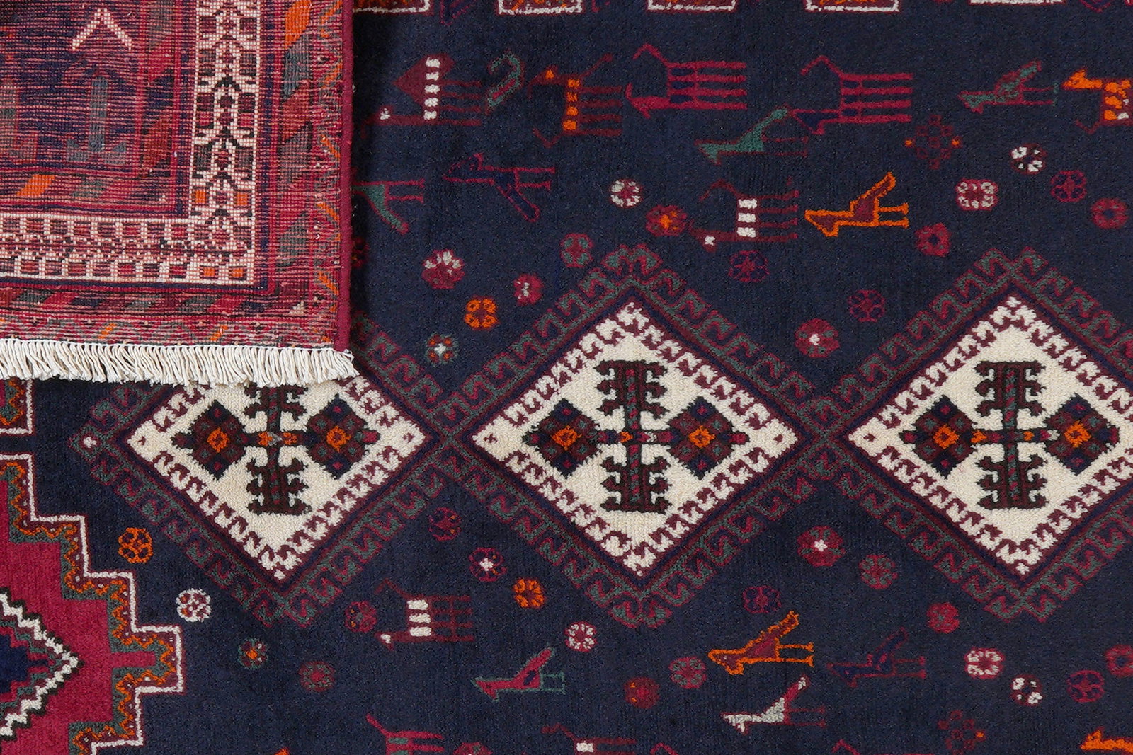 Afshar — Handgefertigt, 166x132 cm, Beige, 100% Virgin Wool | View 8