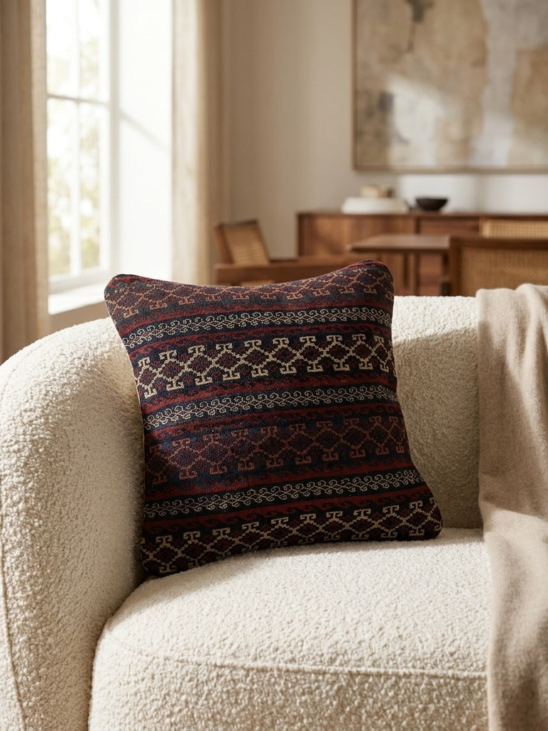 Kelim Cuscino · Fatto a mano – Multicolore, 50x50 cm, dettaglio