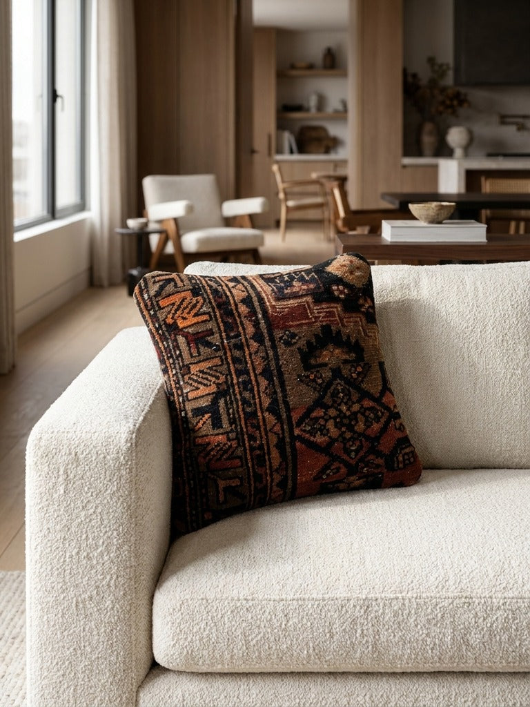 Kelim Coussin · Fait main – Multicolore, 40x40 cm, vue de détail