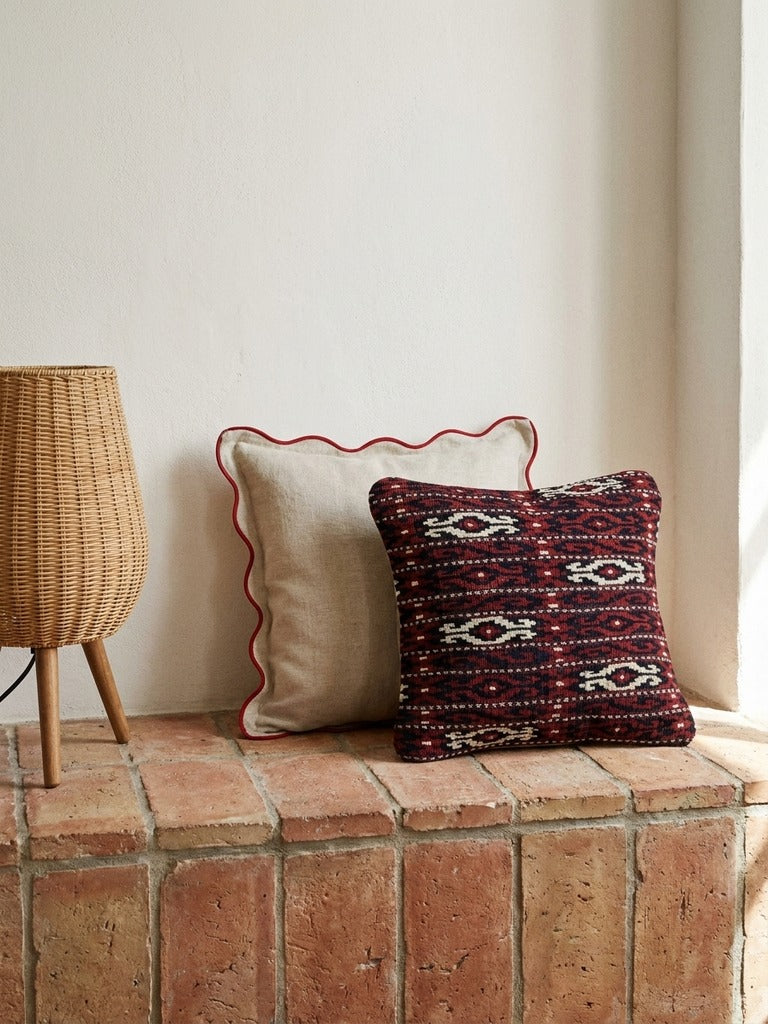 Kelim Coussin · Fait main – Multicolore, 40x40 cm, envers
