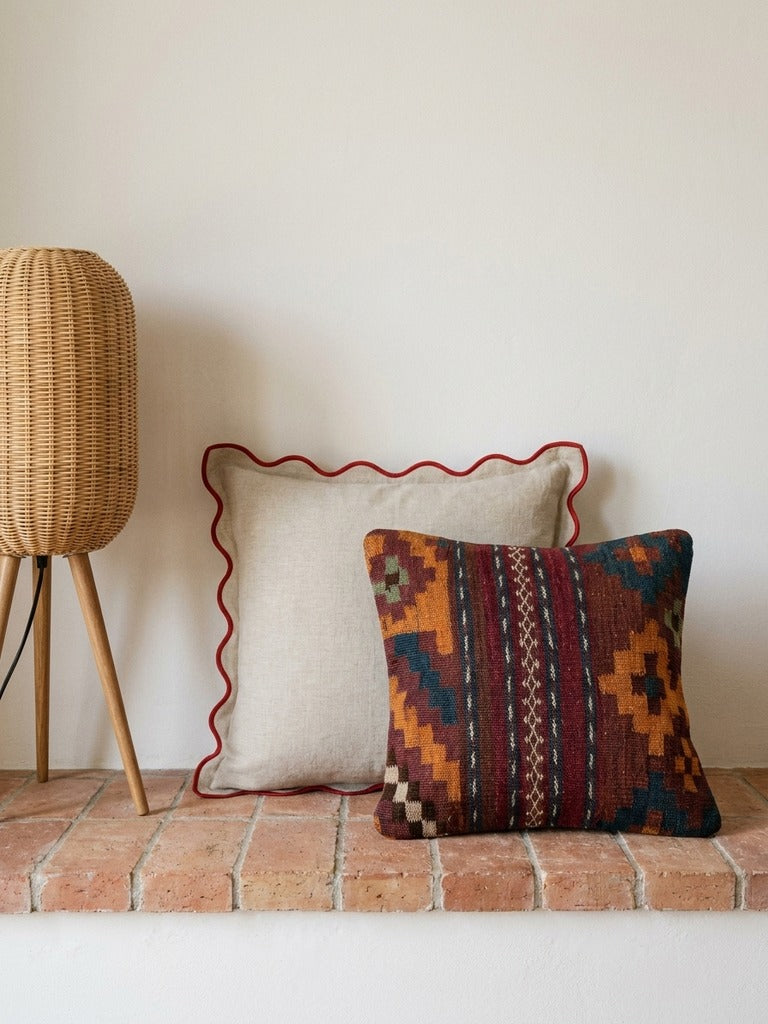 Kelim Coussin · Fait main – Multicolore, 40x40 cm, envers