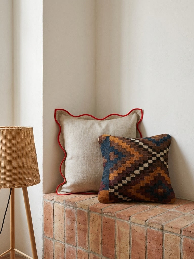 Kelim Cuscino · Fatto a mano – Multicolore, 40x40 cm, retro