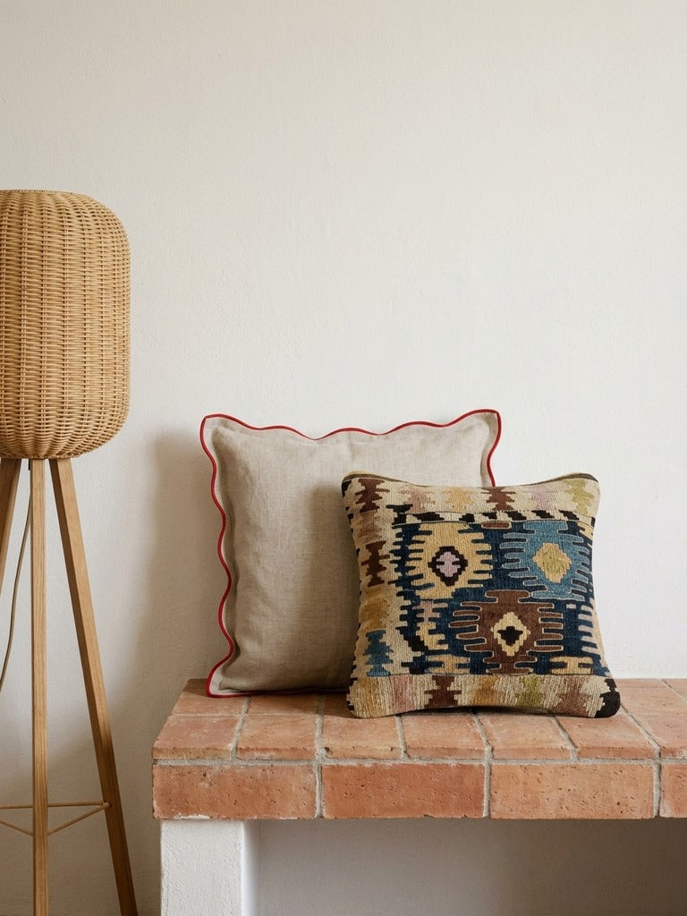 Kelim Coussin · Fait main – Multicolore, 40x40 cm, envers