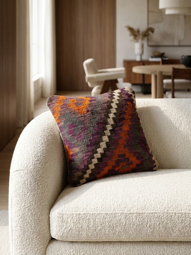 Kelim Cuscino · Fatto a mano – Multicolore, 40x40 cm, dettaglio