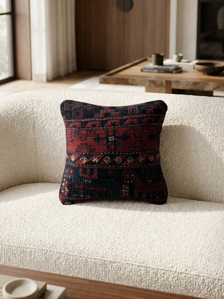 Kelim Cuscino · Fatto a mano – Multicolore, 40x40 cm, dettaglio