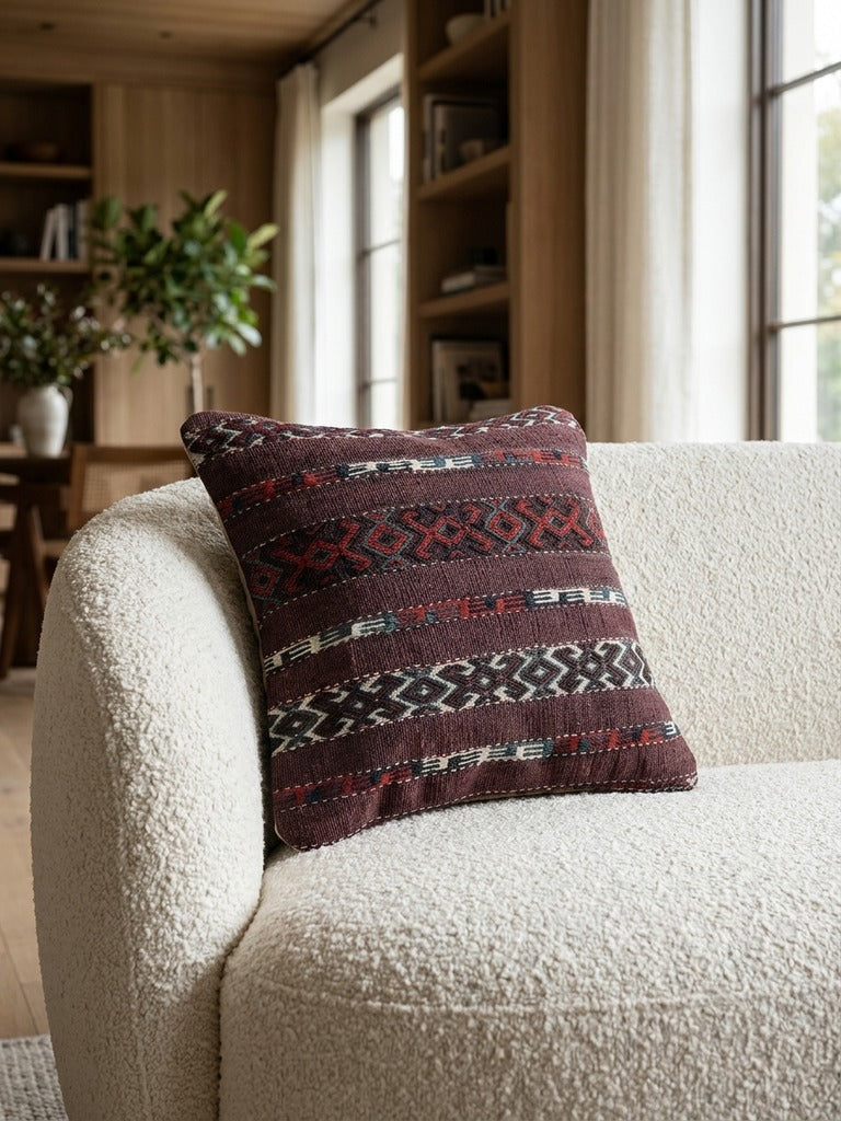 Kelim Coussin · Fait main – Multicolore, 40x40 cm, vue de détail
