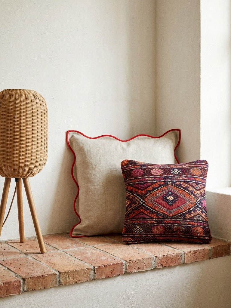 Kelim Coussin · Fait main – Multicolore, 40x40 cm, envers