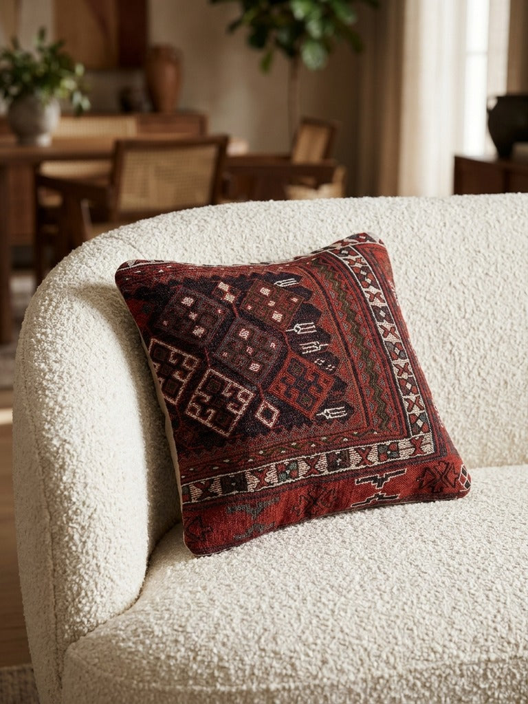 Kelim Cuscino · Fatto a mano – Multicolore, 40x40 cm, dettaglio