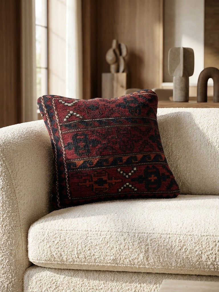 Kelim Cuscino · Fatto a mano – Multicolore, 40x40 cm, dettaglio