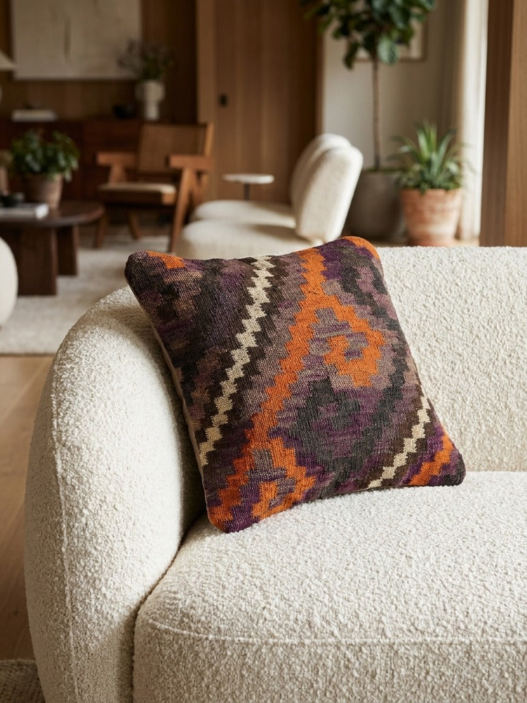 Kelim Cushion · Handcrafted – Multicolour, 40x40 cm, detail view