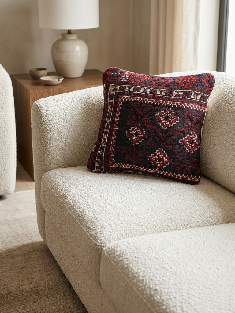 Kelim Coussin · Fait main – Multicolore, 40x40 cm, vue de détail