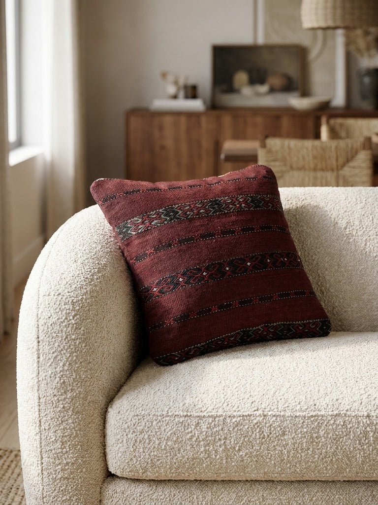 Kelim Coussin · Fait main – Multicolore, 40x40 cm, vue de détail