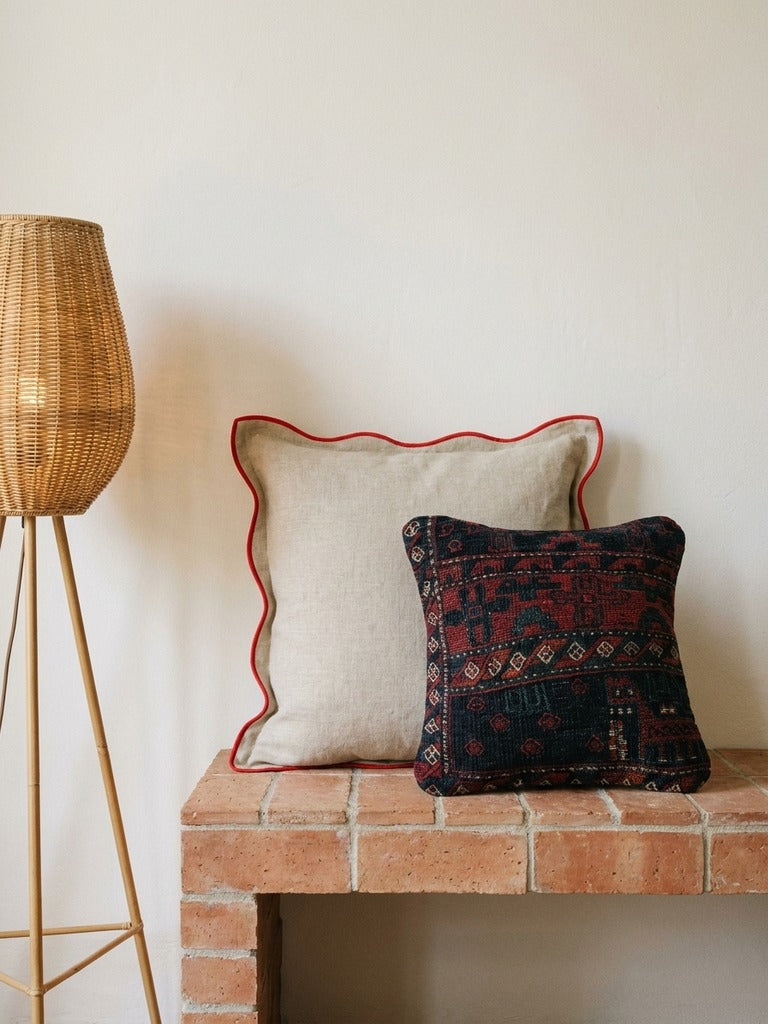Kelim Cushion · Handcrafted – Blue, 40x40 cm, back