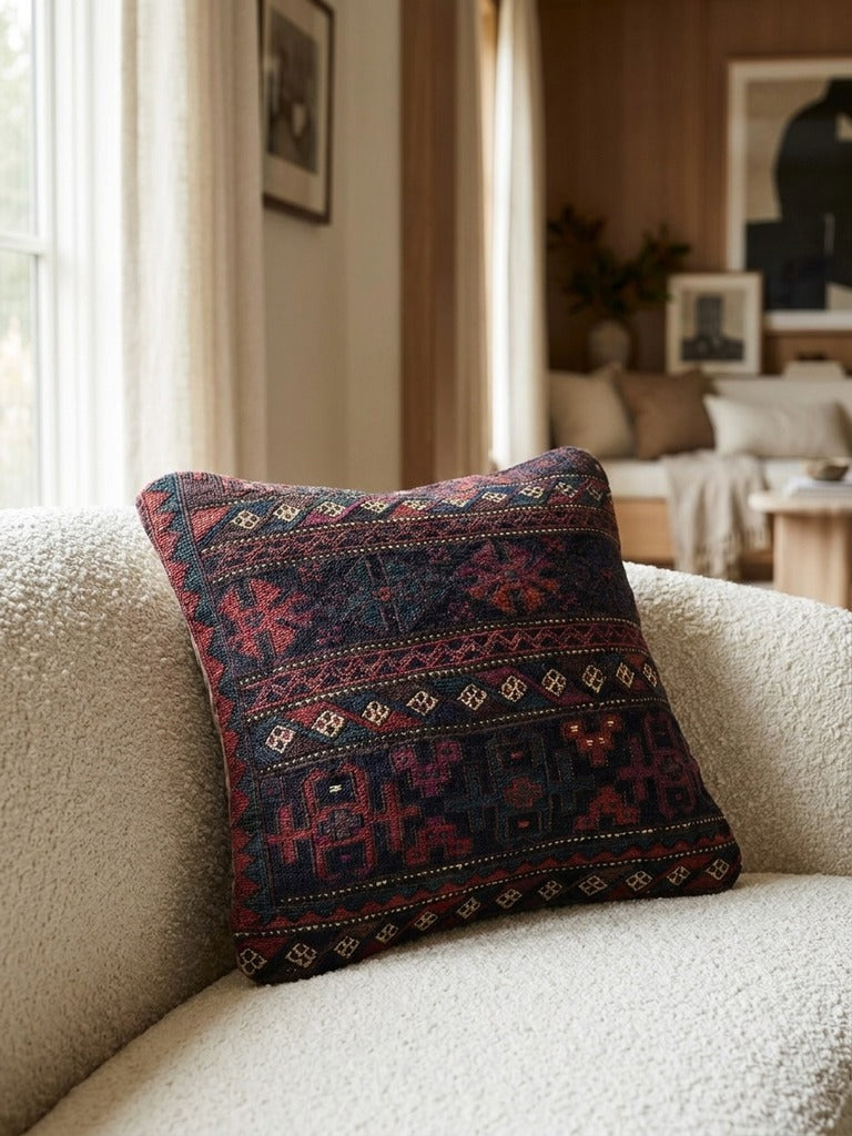 Kelim Cushion · Handcrafted – Multicolour, 40x40 cm, detail view