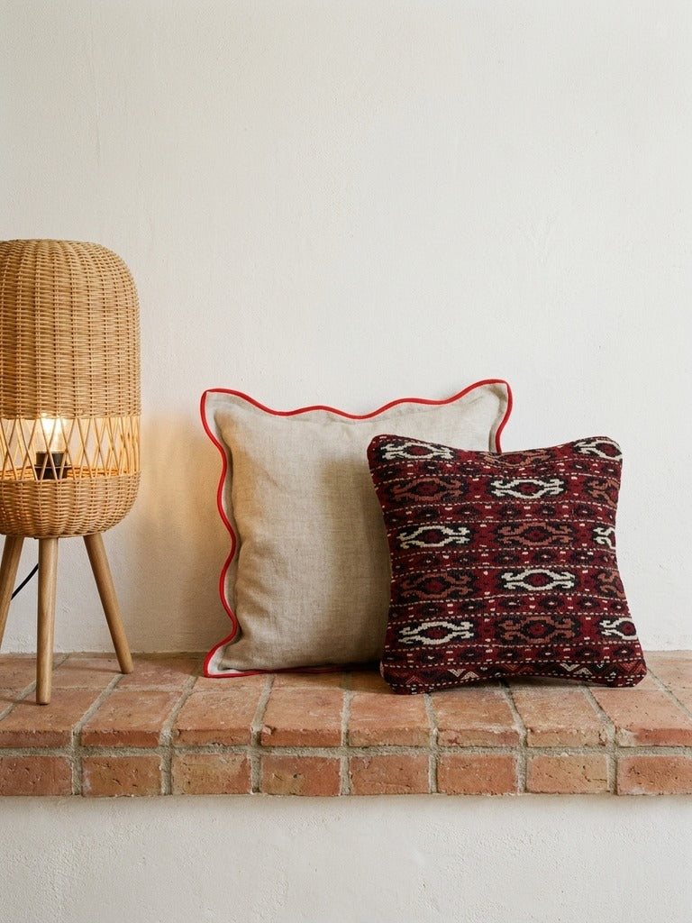 Kelim Coussin · Fait main – Multicolore, 40x40 cm, envers