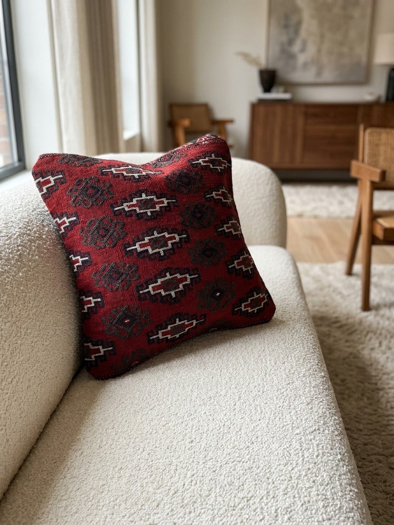 Kelim Coussin · Fait main – Multicolore, 40x40 cm, vue de détail