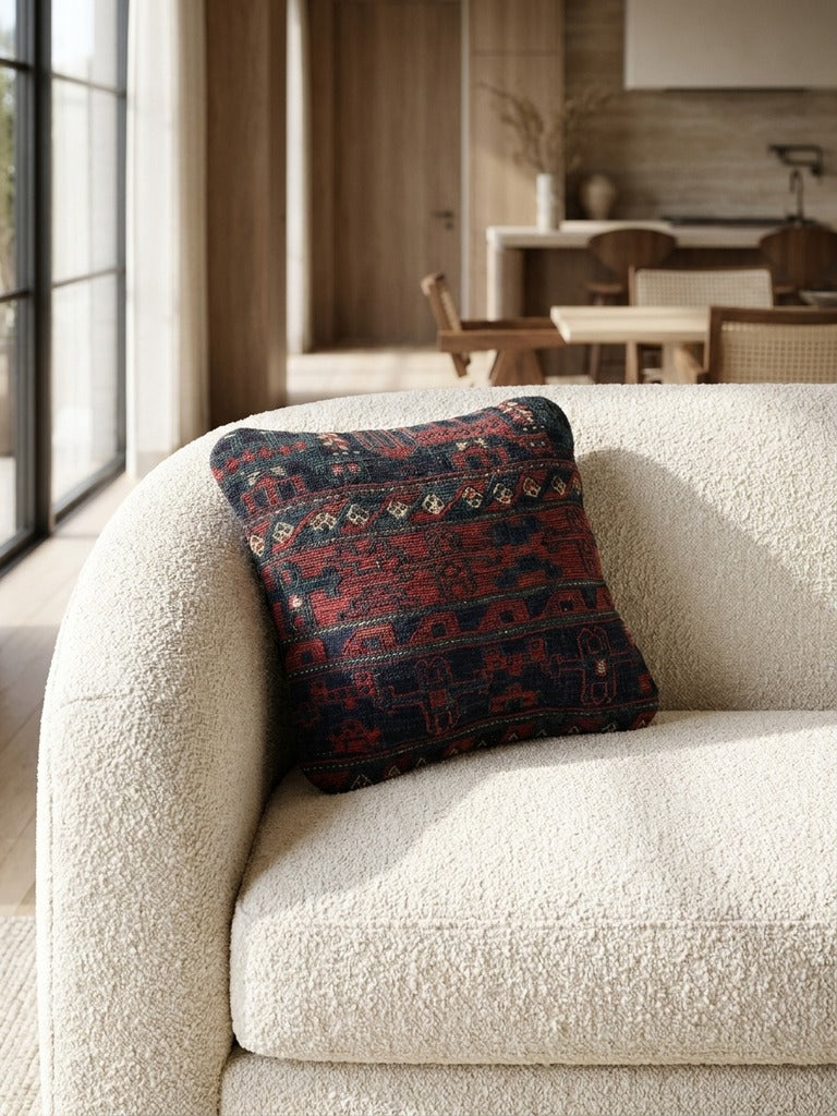 Kelim Cushion · Handcrafted – Multicolour, 40x40 cm, detail view
