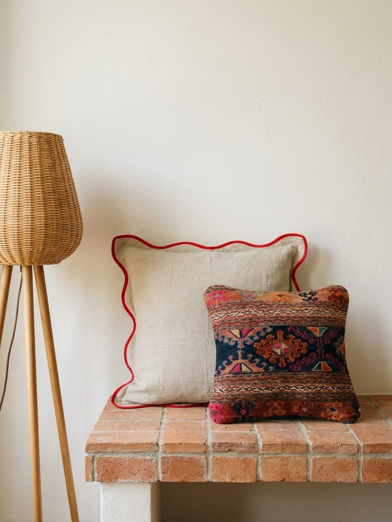 Kelim Coussin · Fait main – Multicolore, 40x40 cm, envers