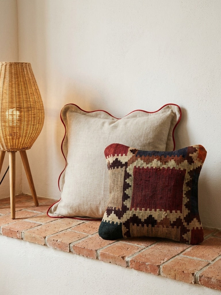 Kelim Coussin · Fait main – Multicolore, 40x40 cm, envers