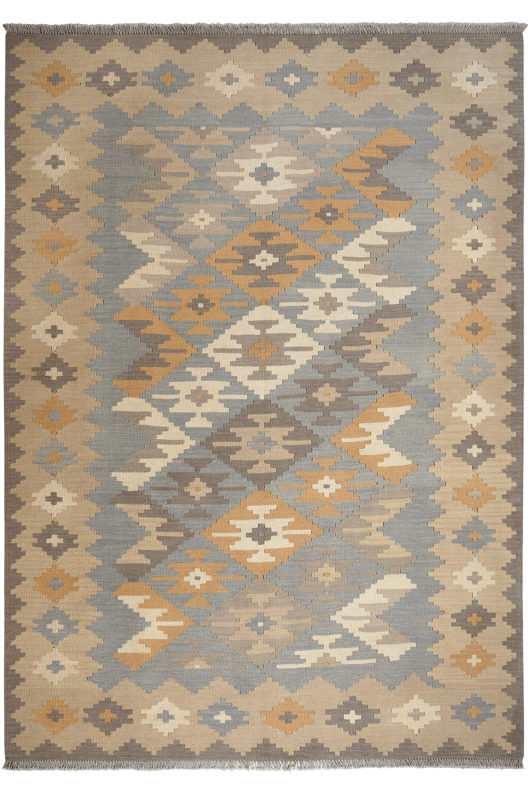 Kelim Gashgai — Handmade, 170x239 cm, Blue, 100% Virgin Wool | Main view
