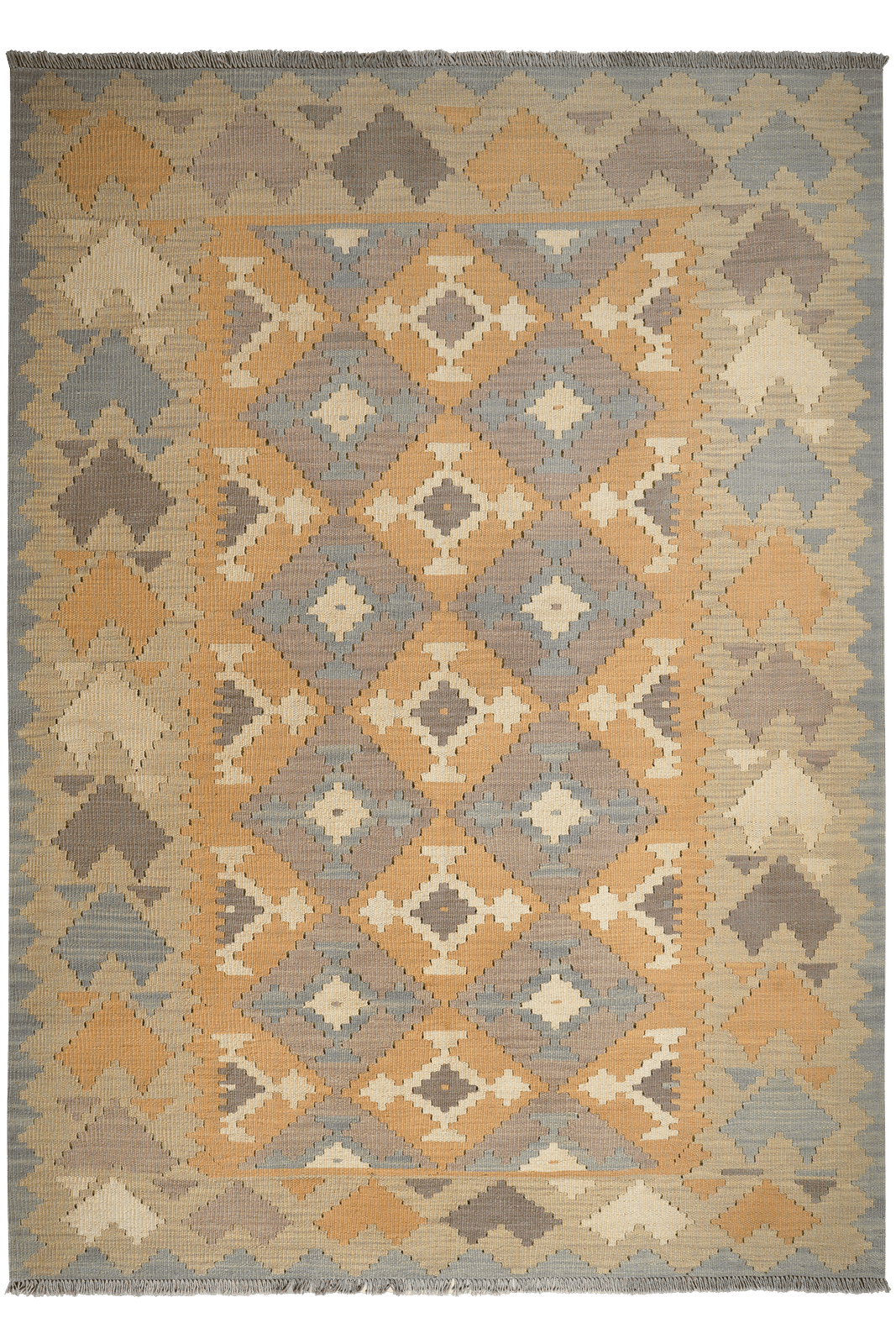 Kelim Gashgai — Handmade, 177x245 cm, Yellow, 100% Virgin Wool | Main view