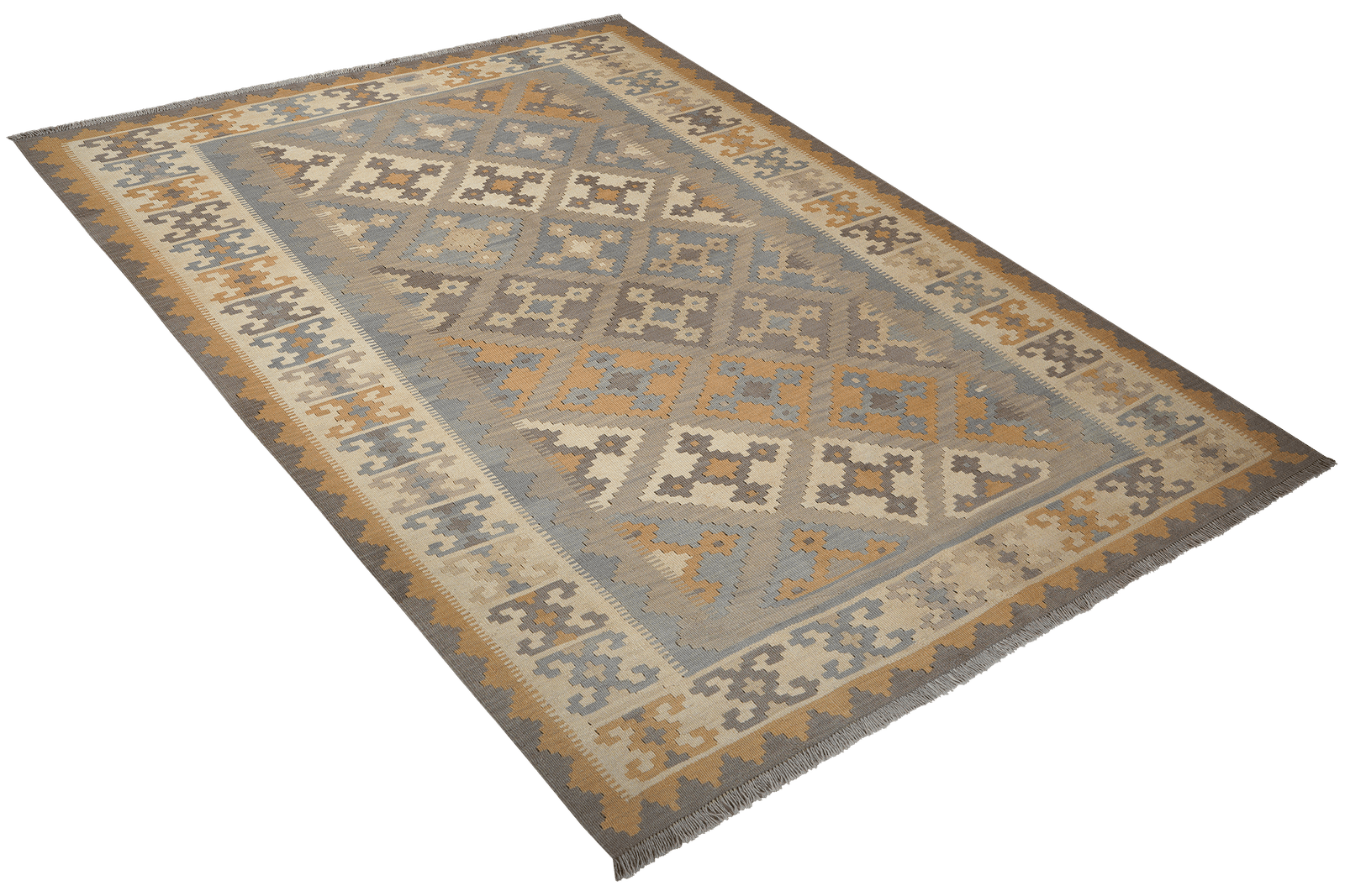 Kelim Gashgai — Handmade, 185x243 cm, Grey, 100% Virgin Wool | View 4